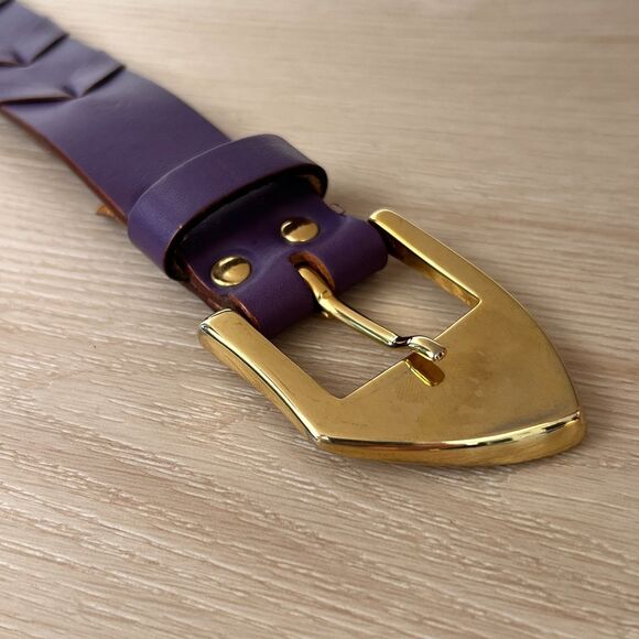 Vintage Nancy Heller Eggplant Braided Genuine Leather Belt Made in Italy Small main image 15
